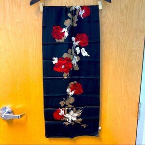 TALBOTS 100% Silk Slim Long Floral Scarf
